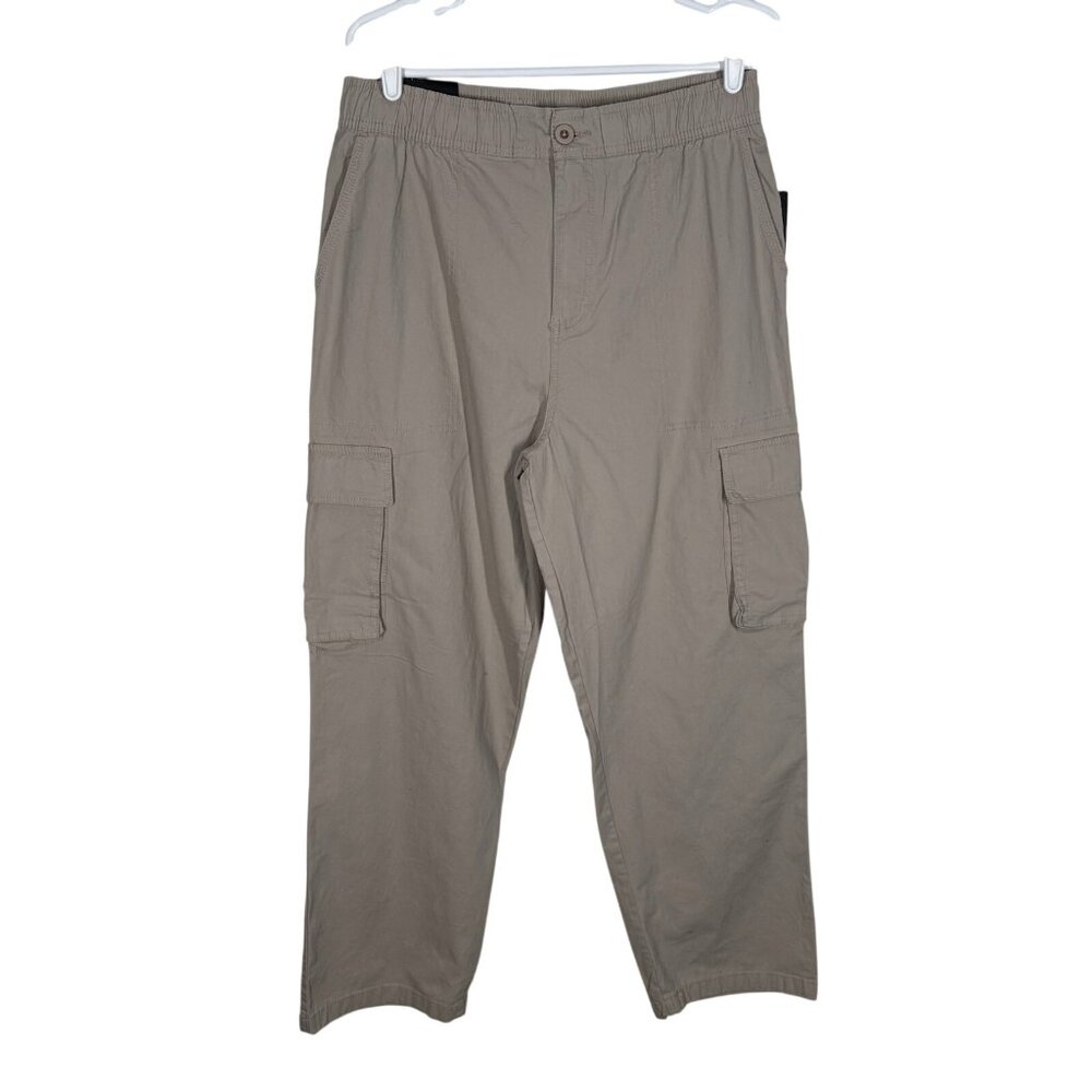 WXYZ Los Angeles Men L Tan Khaki Elastic Waist Timothee Cargo Pocket Pants NWT